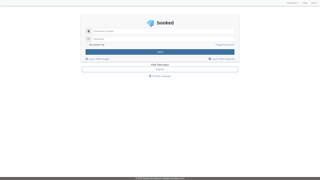 Booked Login Page